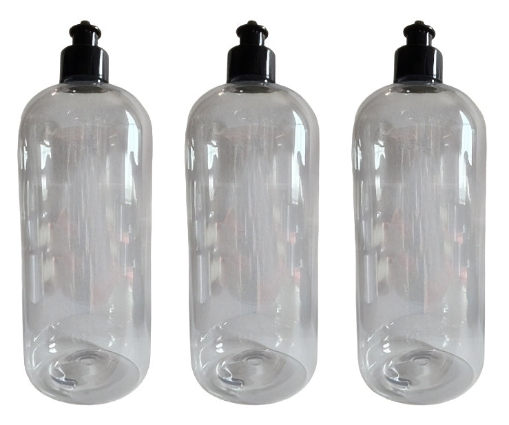 32 oz Clear Plastic Bottles With Pull Cap - Lot of 3