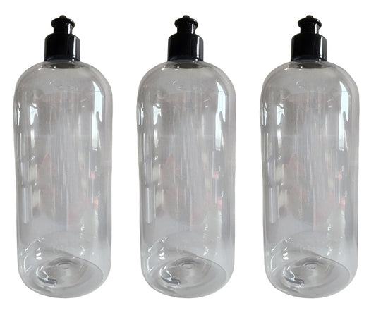 32 oz Clear Plastic Bottles With Pull Cap - Lot of 3