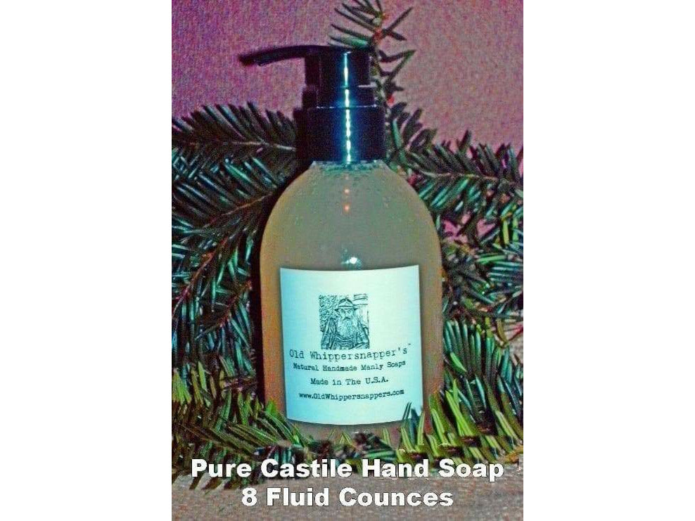 Premium 100% Pure Liquid Castile Soap For Hands - 8 Fluid Ounces - Old Whippersnapper's® Natural Handmade Manly Soaps